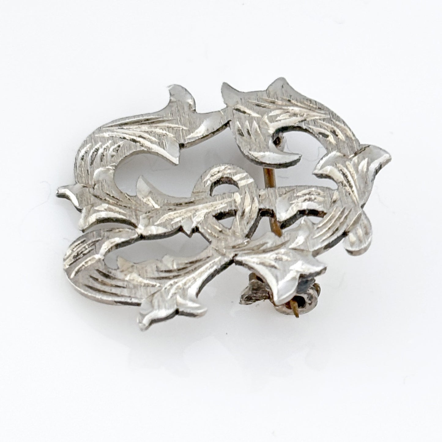Vintage Sterling Silver 925 Filigree Monogram Letter B Brooch