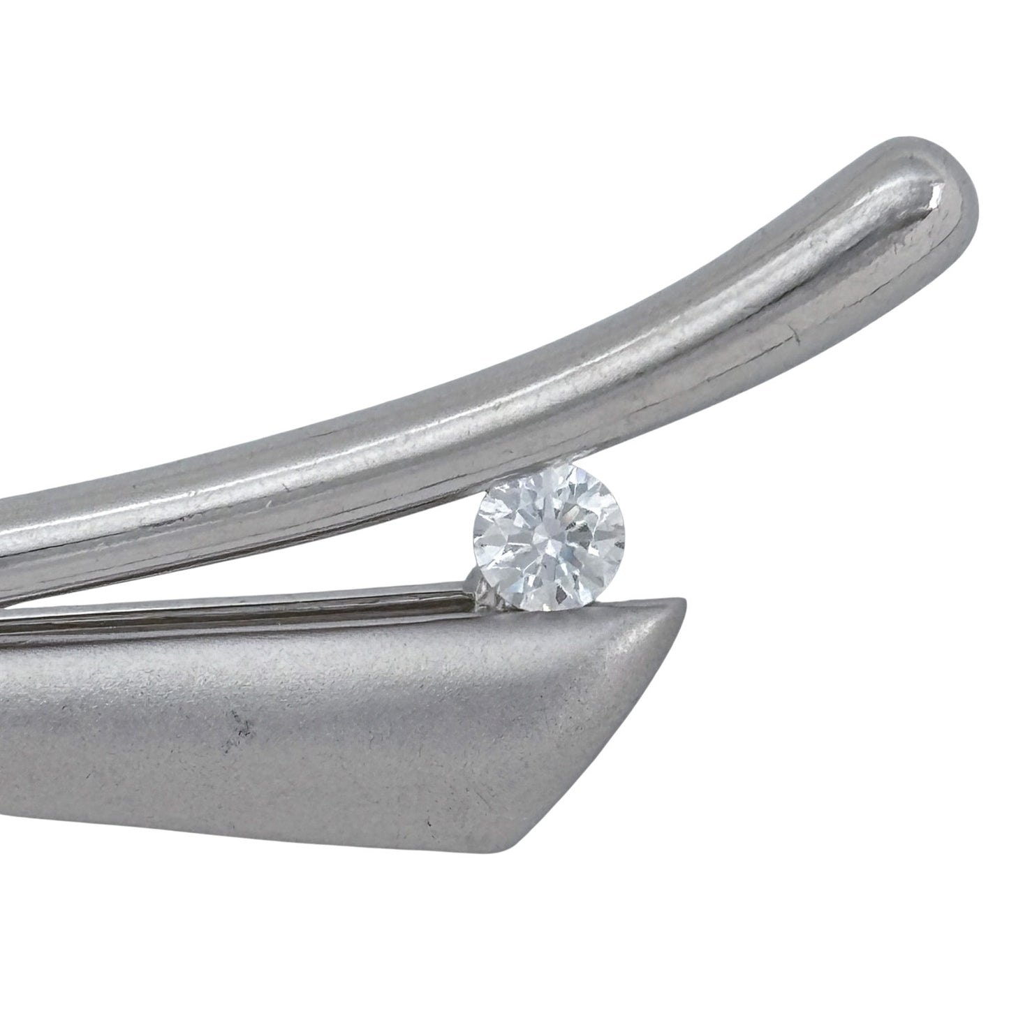 Vintage Sterling Silver 925 Cubic Zirconia Modern Brooch
