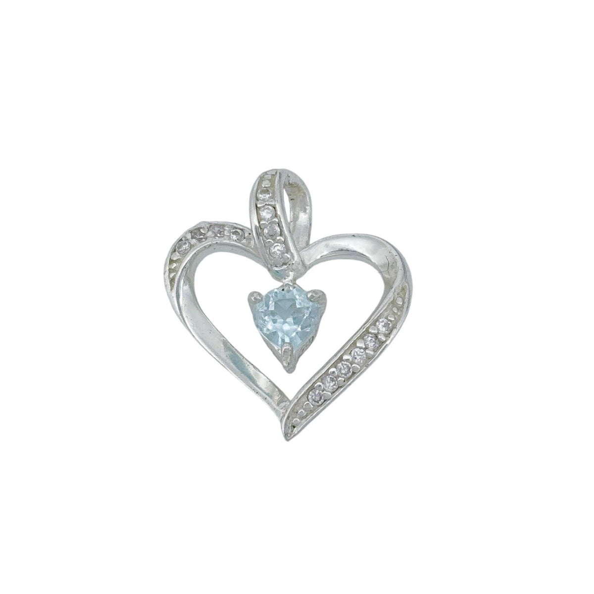Vintage Sterling Silver 925 Topaz Cubic Zirconia Heart Pendant