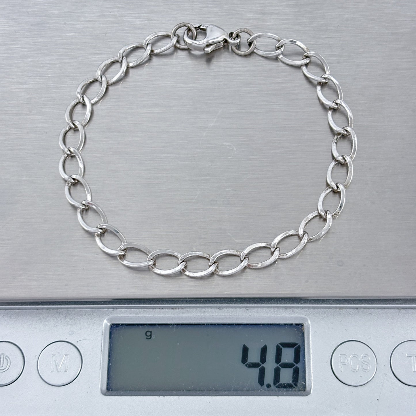 Vintage Sterling Silver 925 Oval Link Chain Bracelet 7"