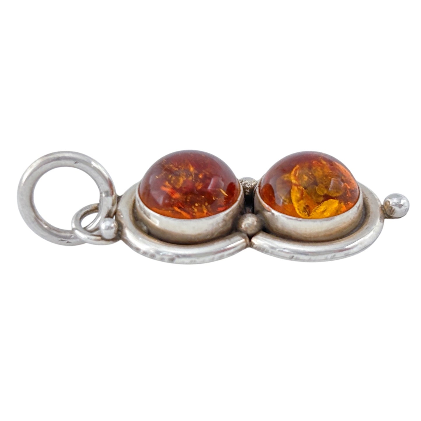 Vintage Sterling Silver 925 Double Amber Pendant