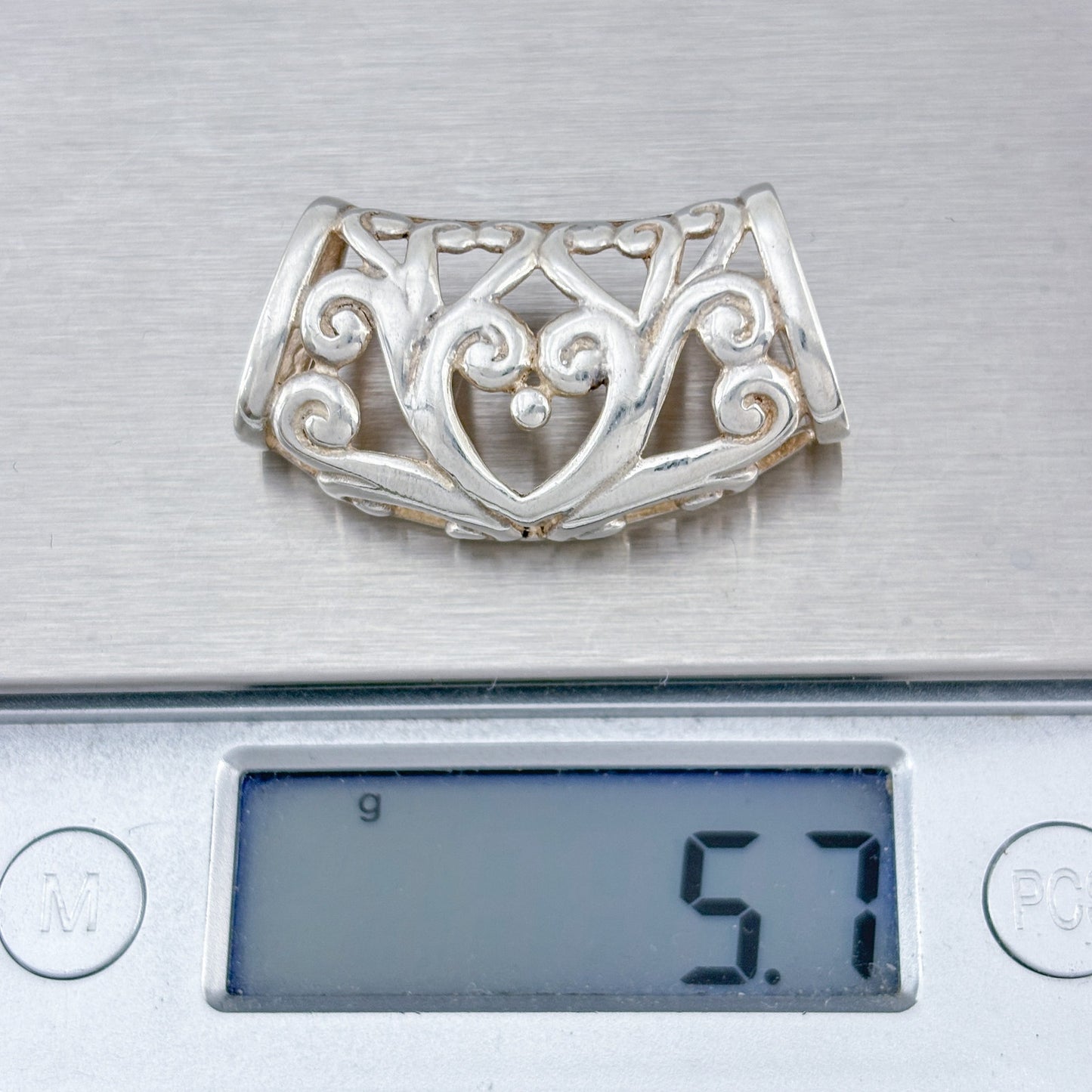 Vintage Sterling Silver 925 Heart Filigree Pendant