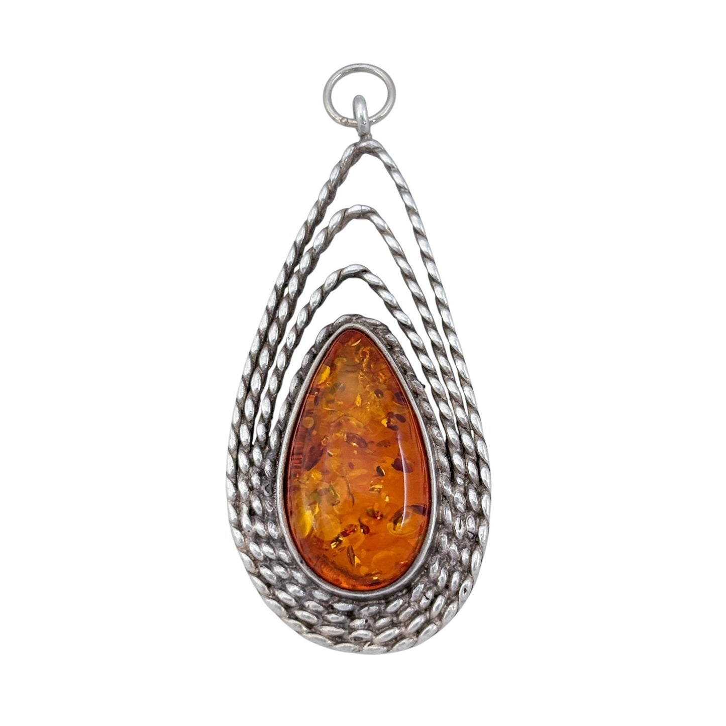 Vintage Sterling Silver 925 Amber Pendant