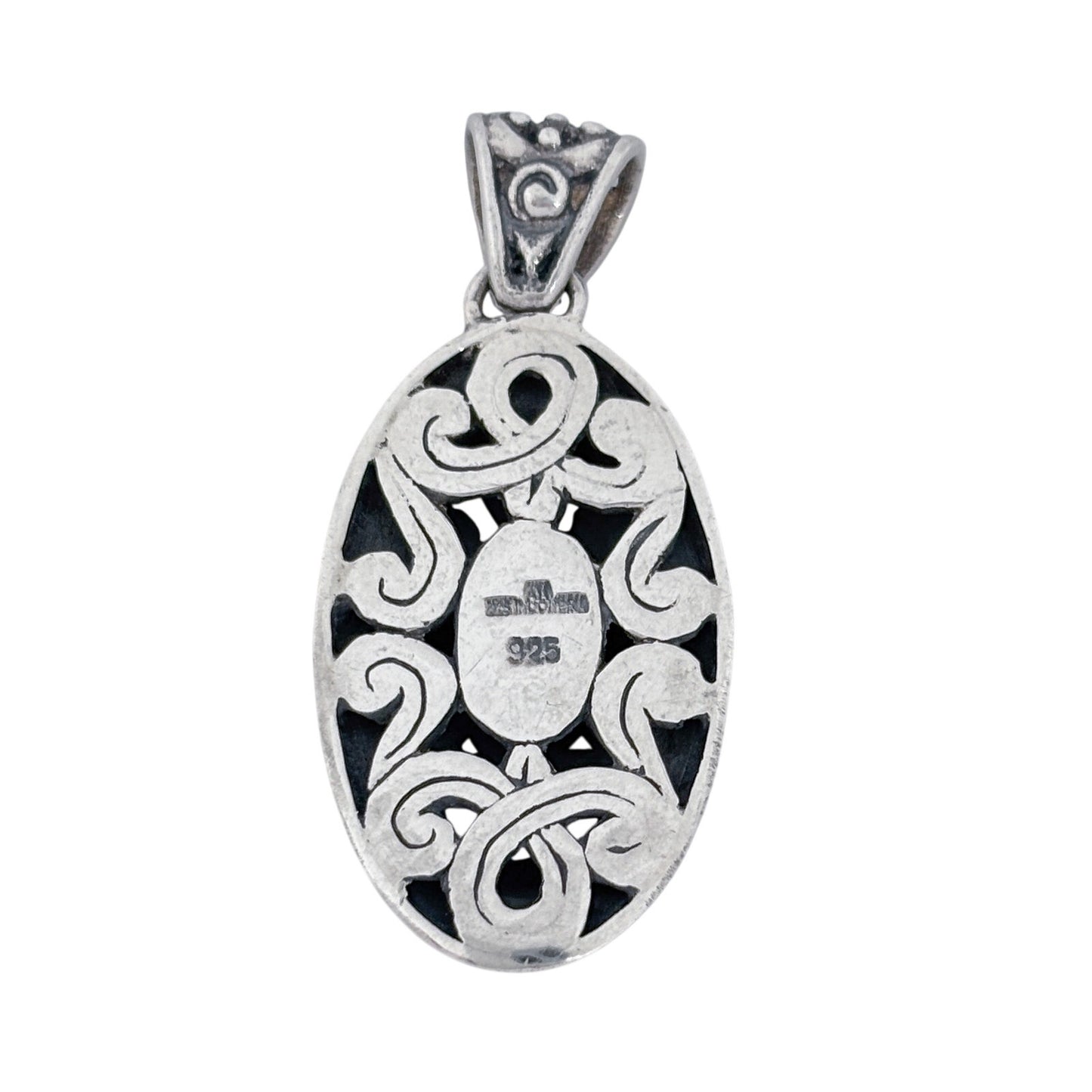 Vintage Sterling Silver 925 Filigree Oval Pendant