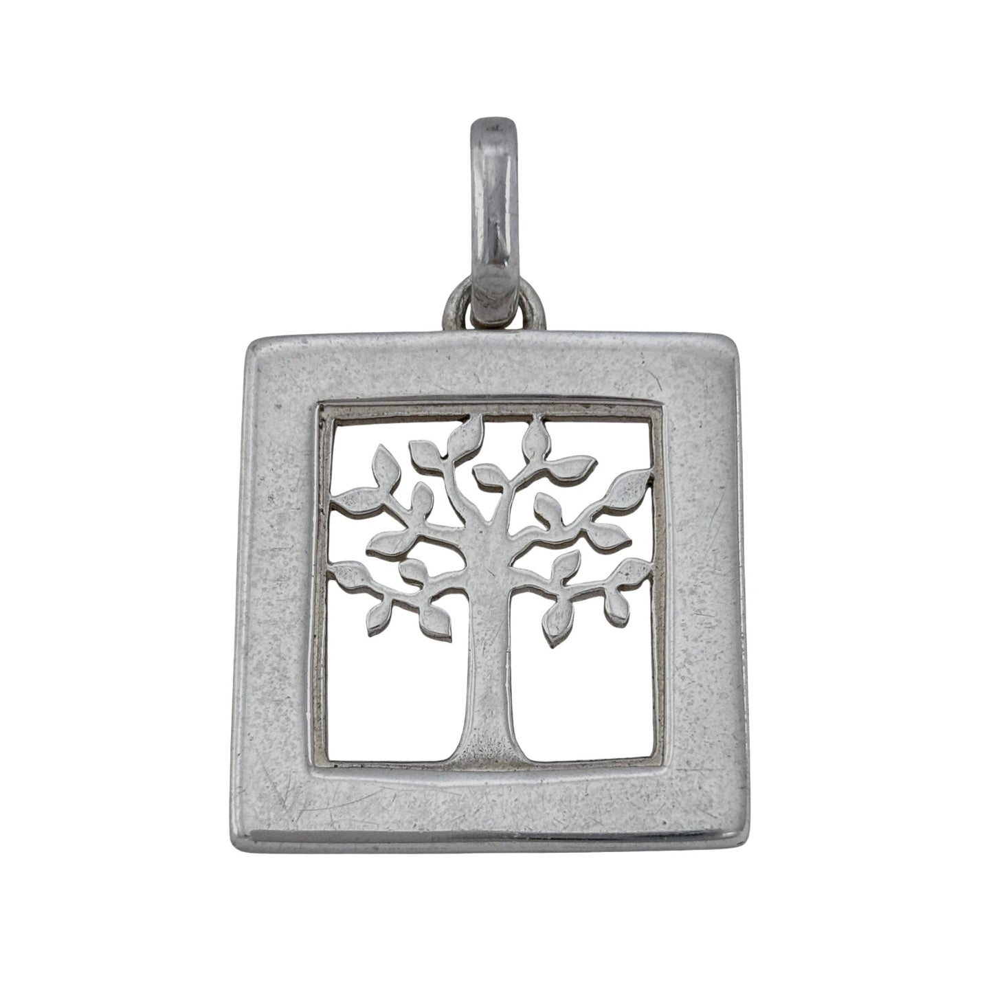 Vintage Sterling Silver 925 Tree of Life Square Pendant