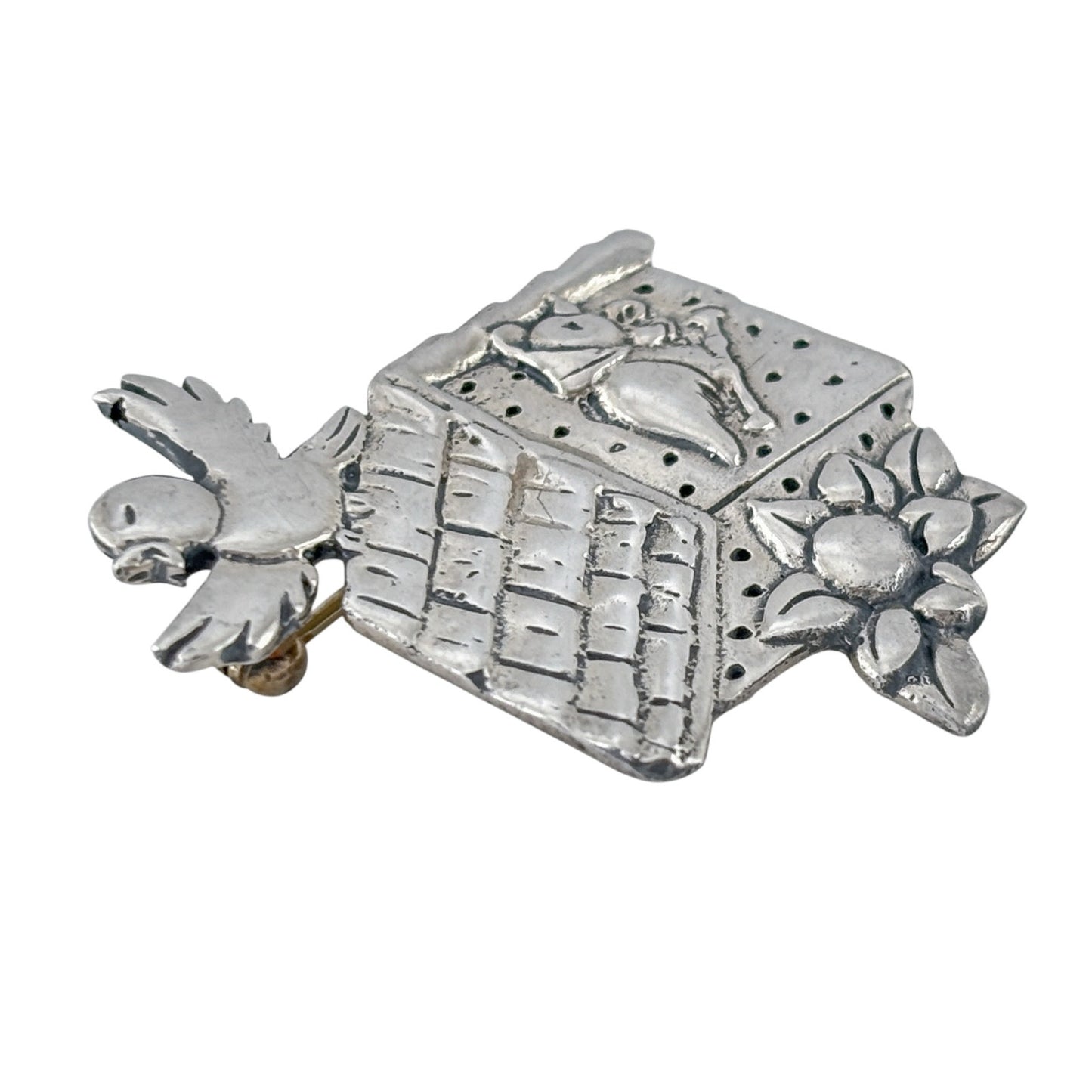 Vintage Sterling Silver 925 Mary Engelbreit Birdhouse Brooch