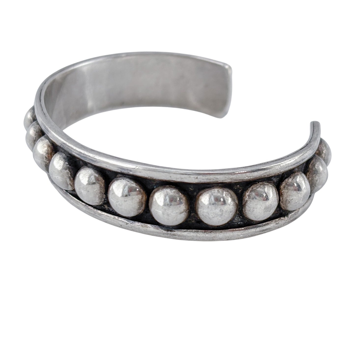 Vintage Mexico Taxco Sterling Silver 925 Dot Cuff Bracelet 7"