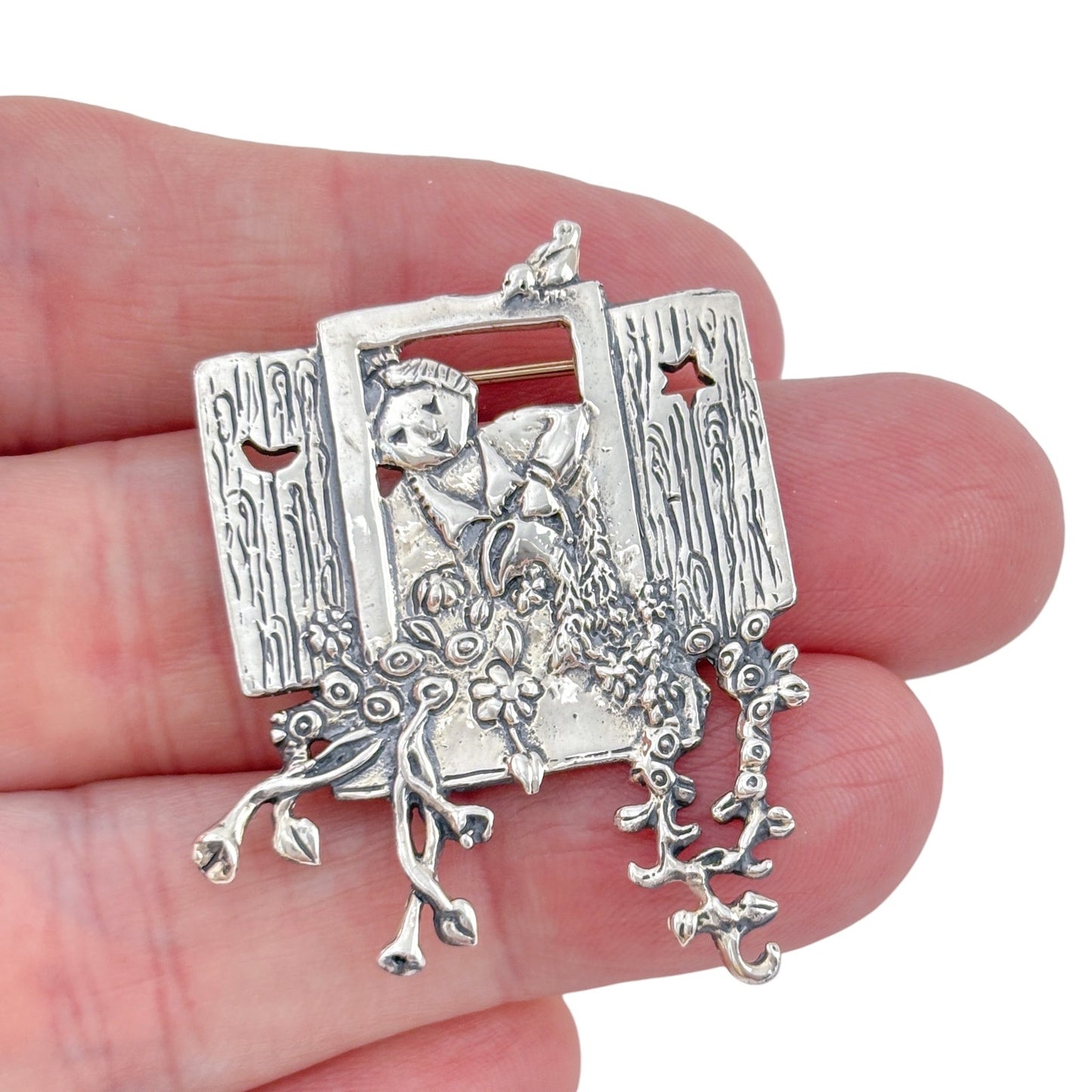 Vintage Sterling Silver 925 Mary Engelbreit Window Brooch