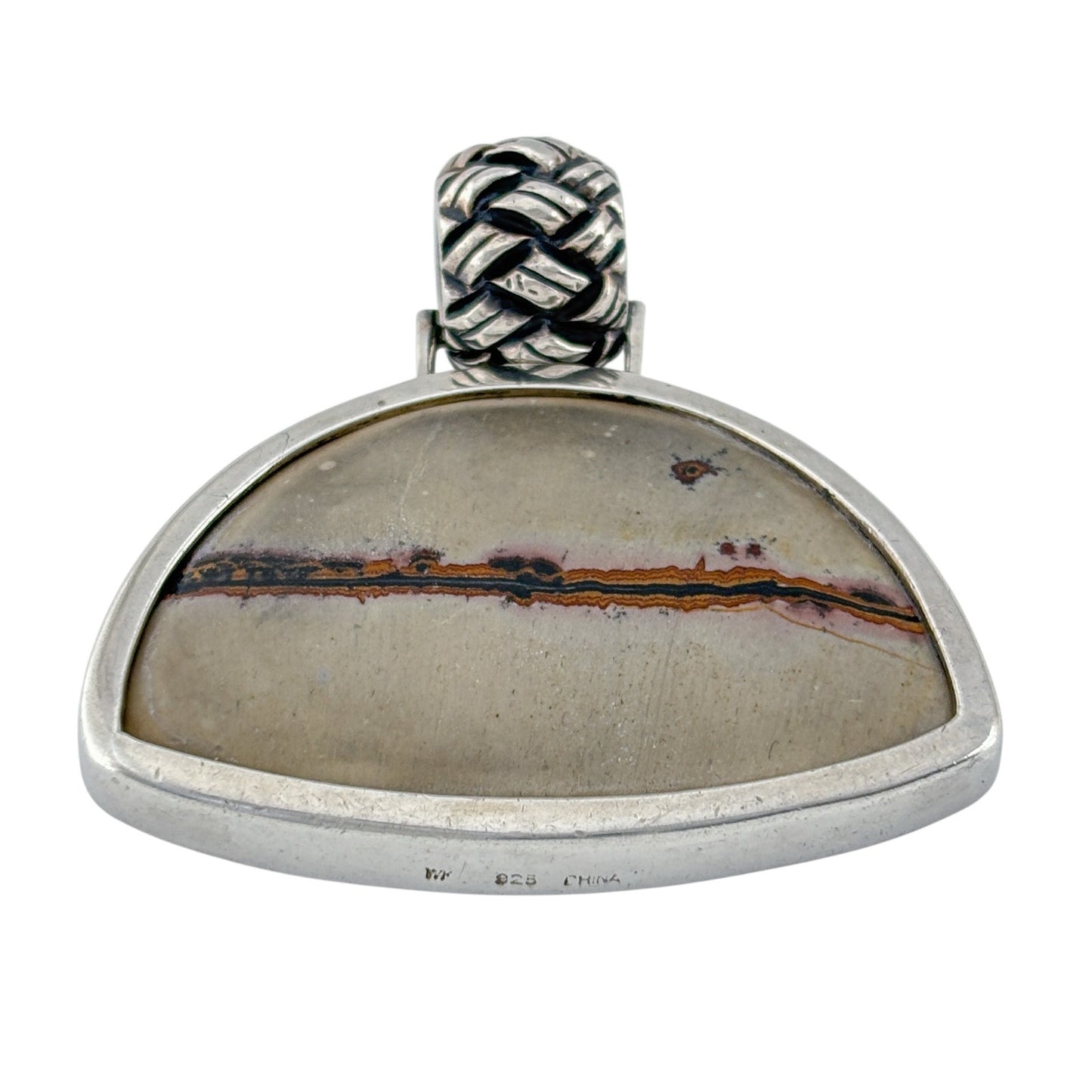 Vintage Sterling Silver 925 Landscape Jasper Pendant