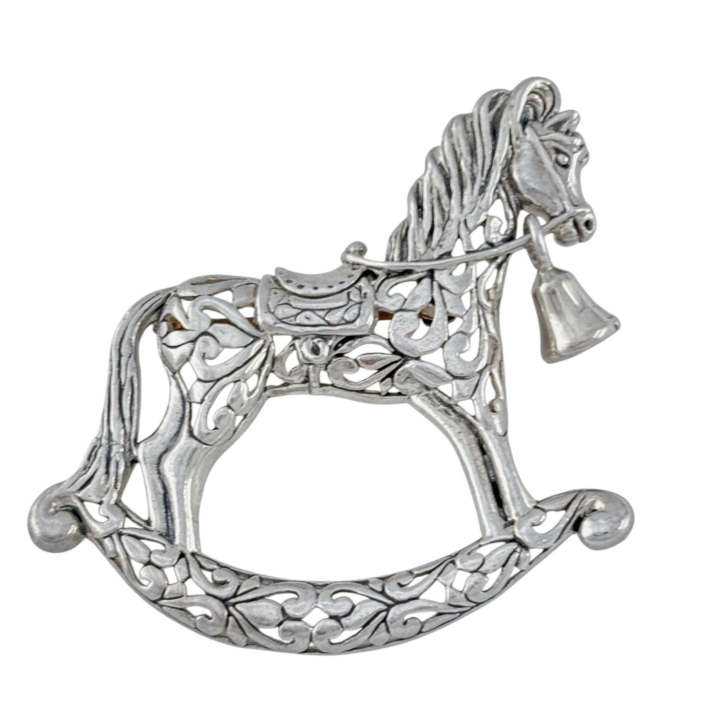 Vintage Jezlaine Sterling Silver 925 Rocking Horse Brooch