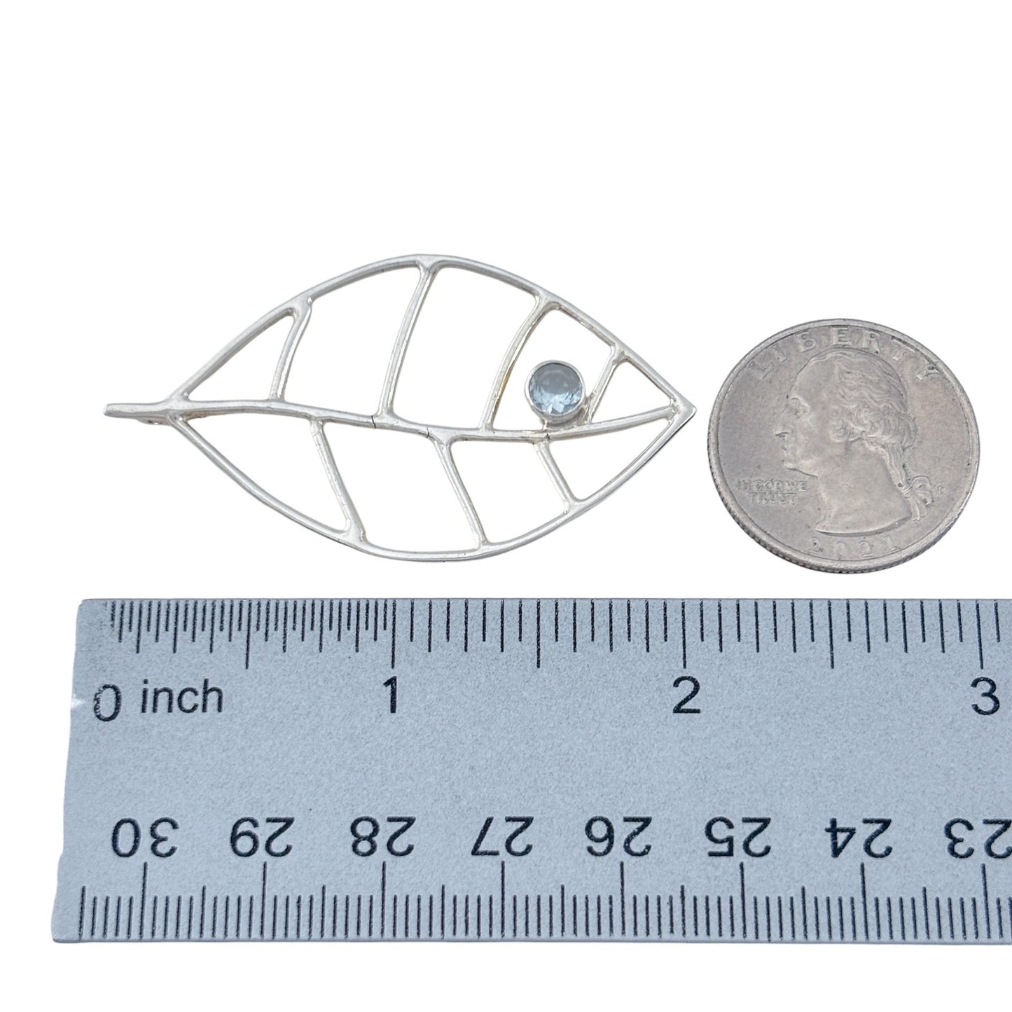 Vintage Sterling Silver 925 Topaz Leaf Pendant