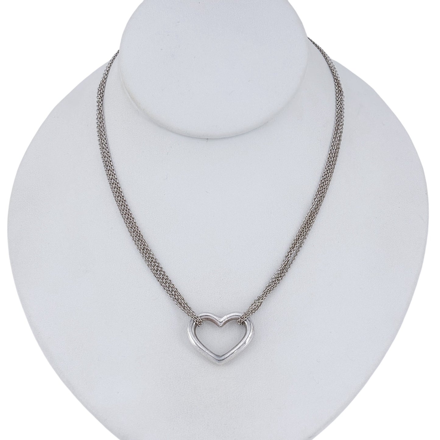 Vintage Sterling Silver 925 Heart Pendant Necklace 16"