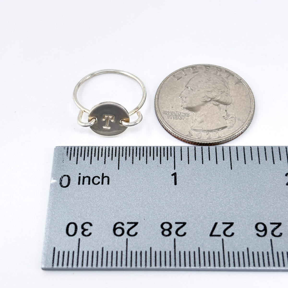 Silver-Tone Letter T Initial Ring Size 5.5