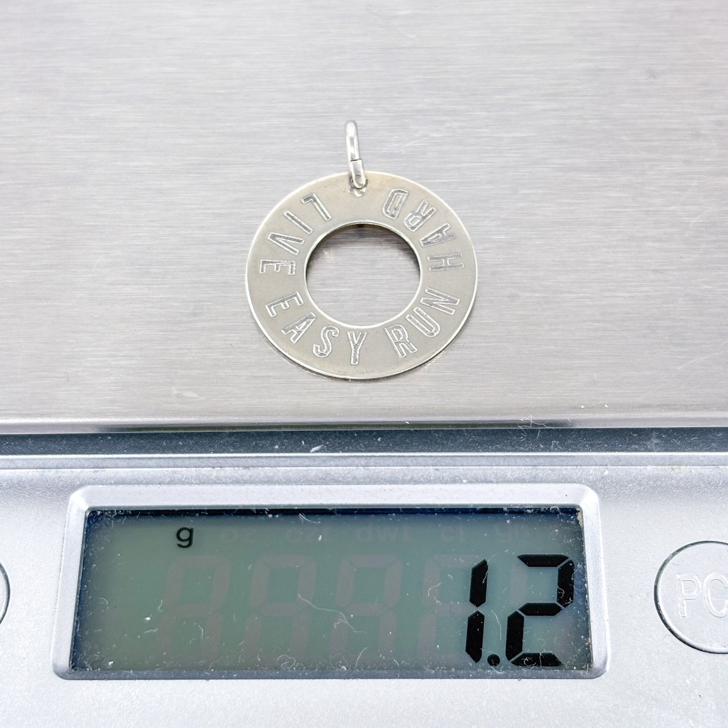 Live Easy Run Hard Disk Charm | Sterling Silver 925 | Inspirational Pendant