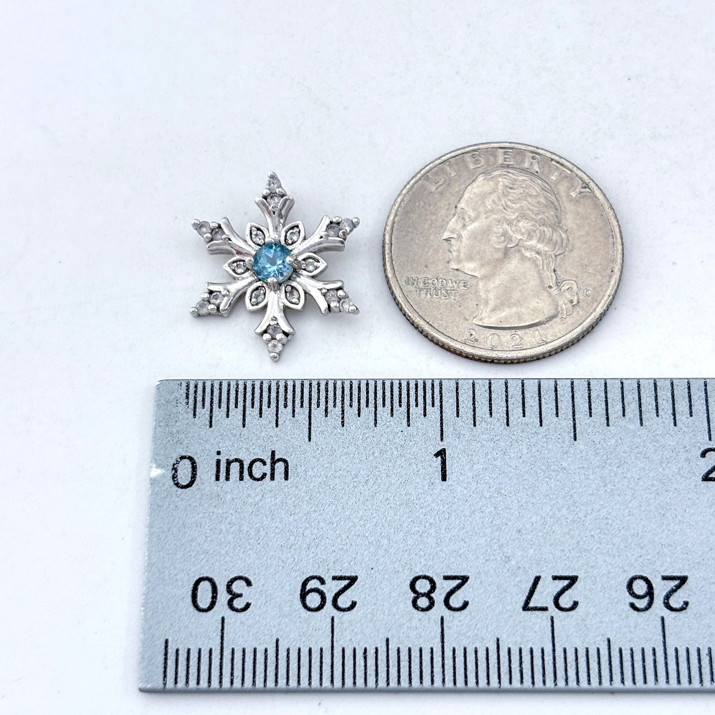 Vintage Sterling Silver 925 Blue Topaz Snowflake Pendant