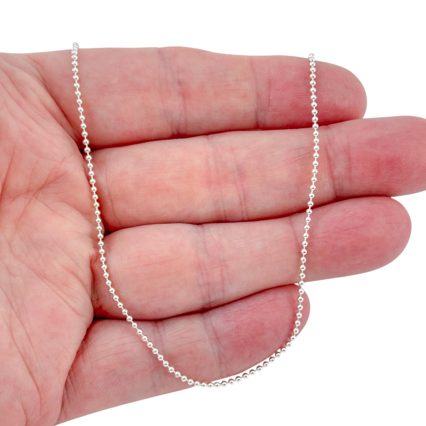 Vintage Italian Sterling Silver 925 Ball Bead Chain Necklace 20"