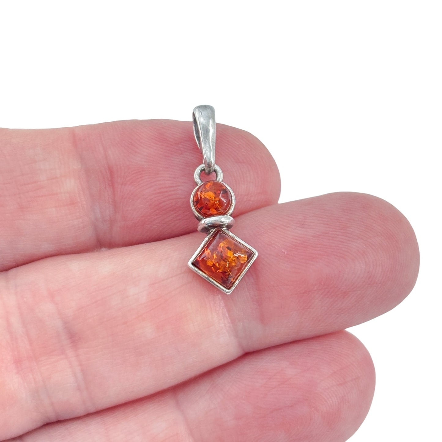 Vintage Sterling Silver 925 Amber Pendant