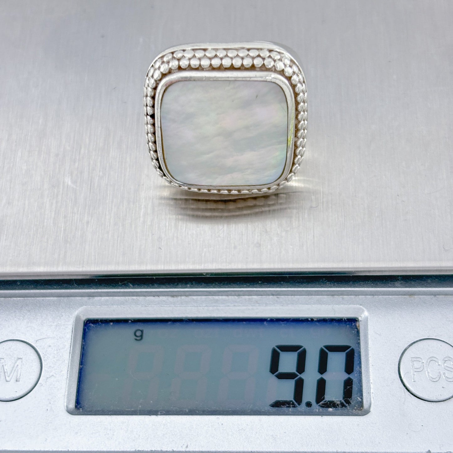 Vintage Sterling Silver 925 Square Mother of Pearl Ring Size 6.5