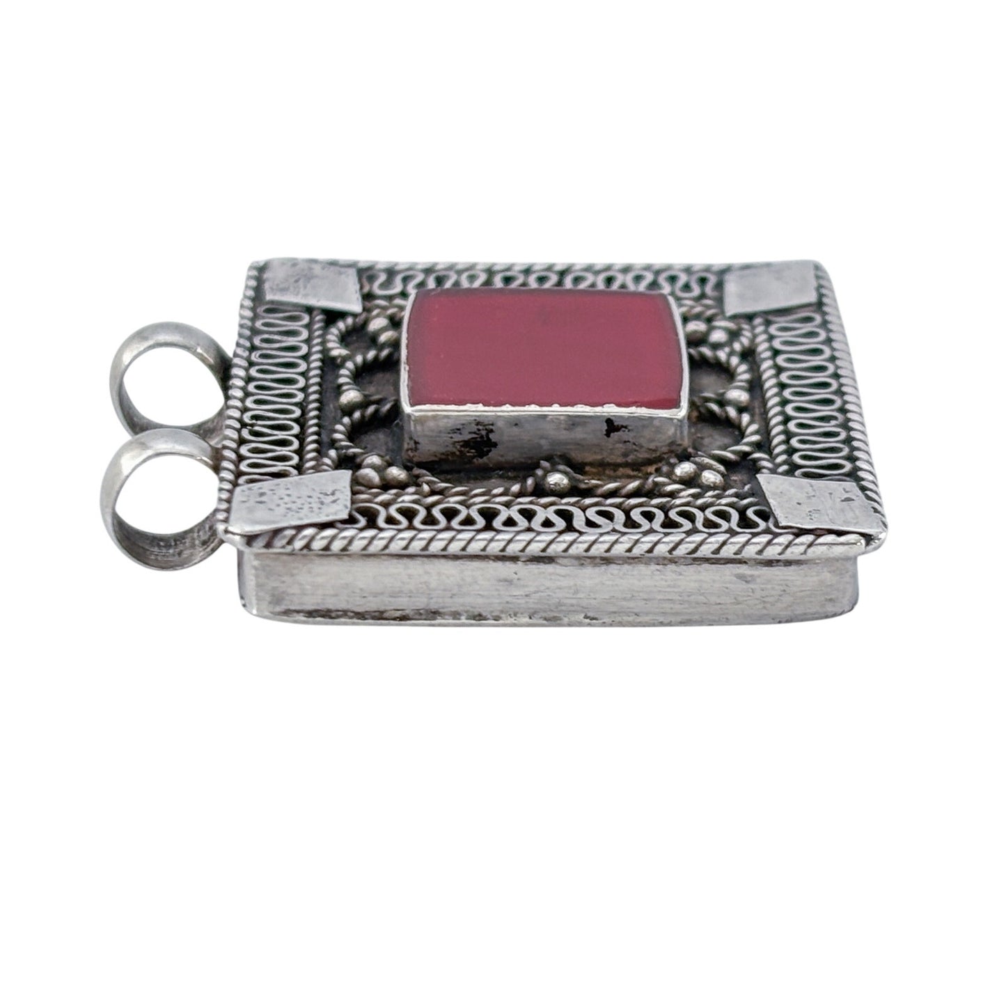Vintage Kuchi Sterling Silver 925 Carnelian Pendant
