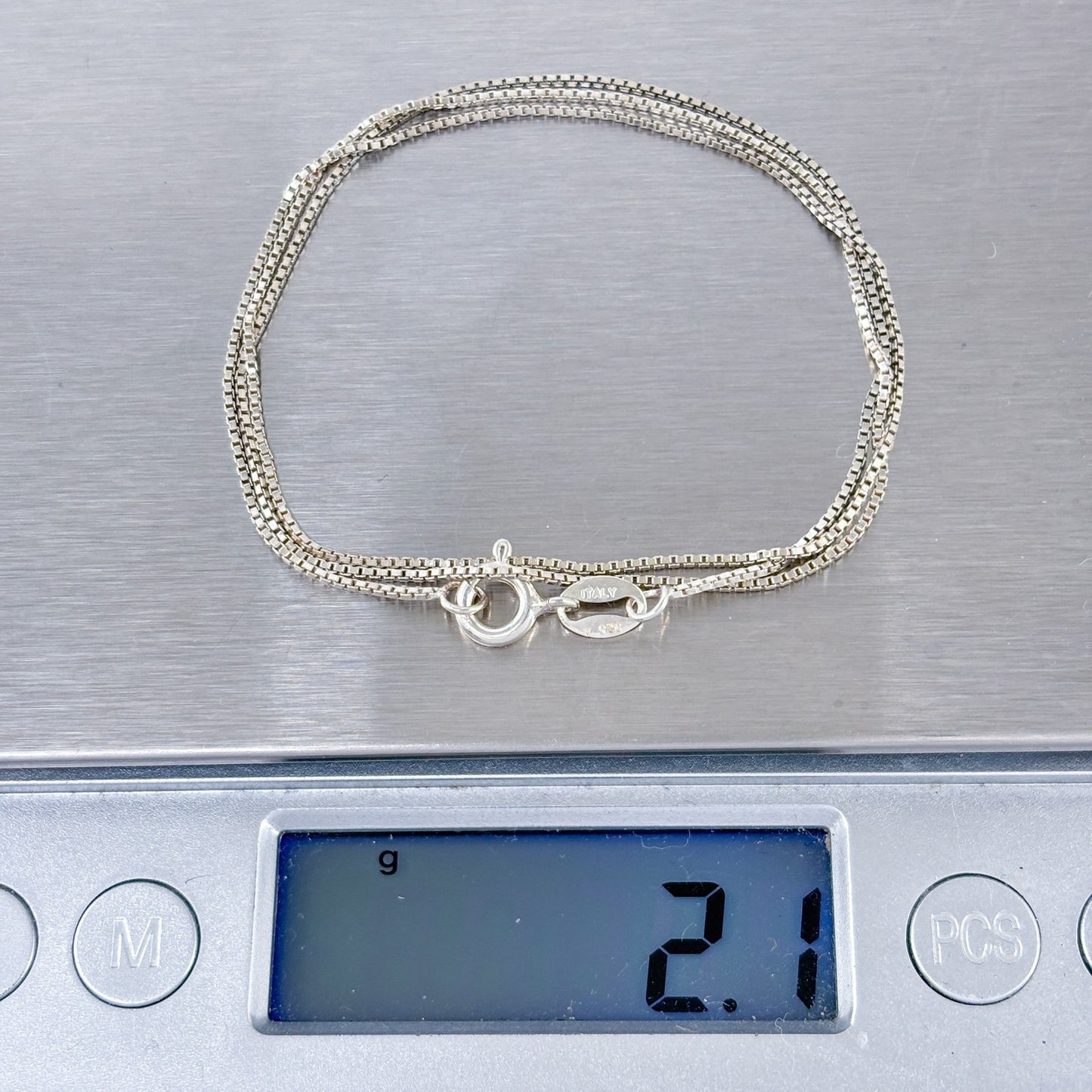 Vintage Italy Sterling Silver 925 Box Link Chain Necklace 18"