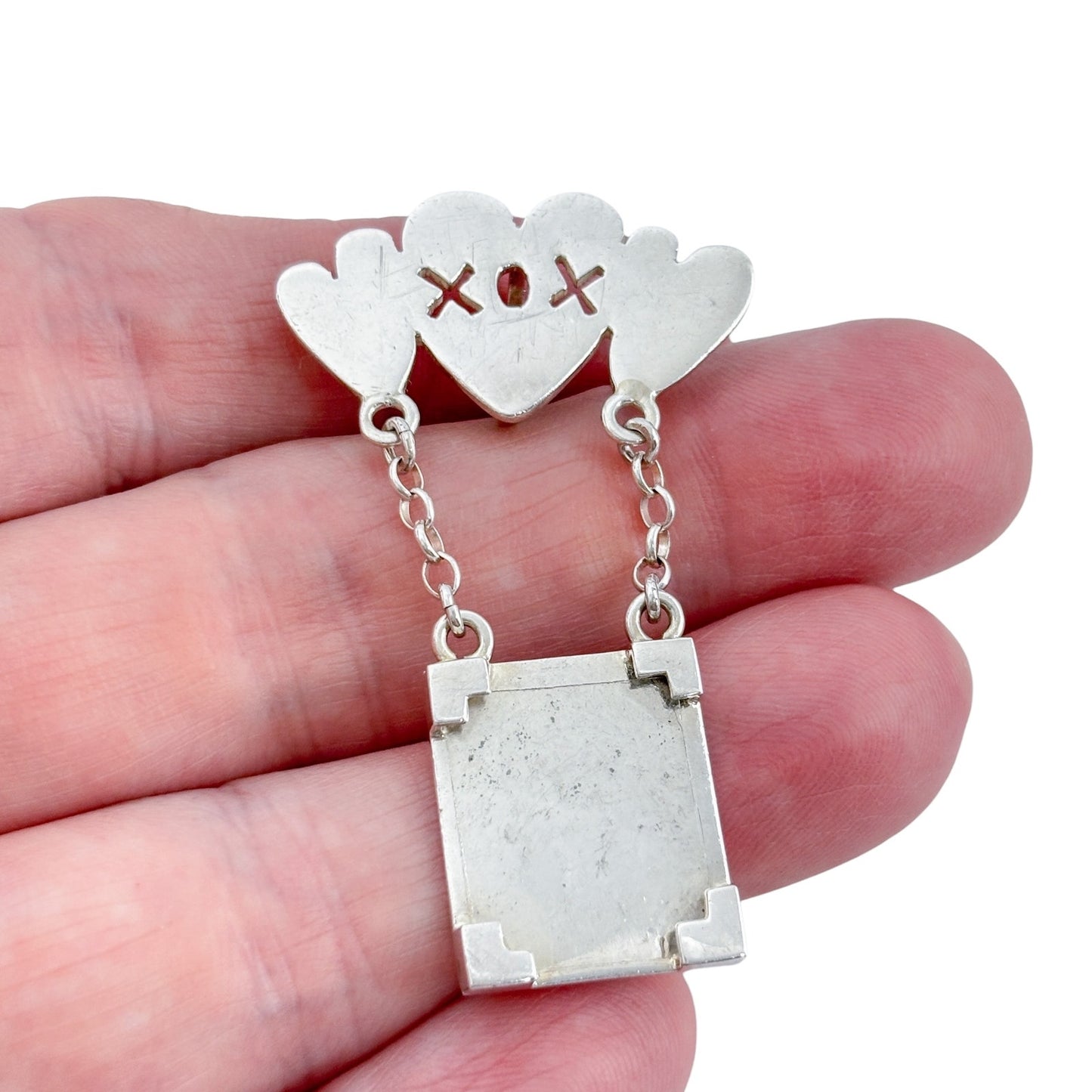 Vintage Sterling Silver 925 XOX Heart Charm Picture Holder