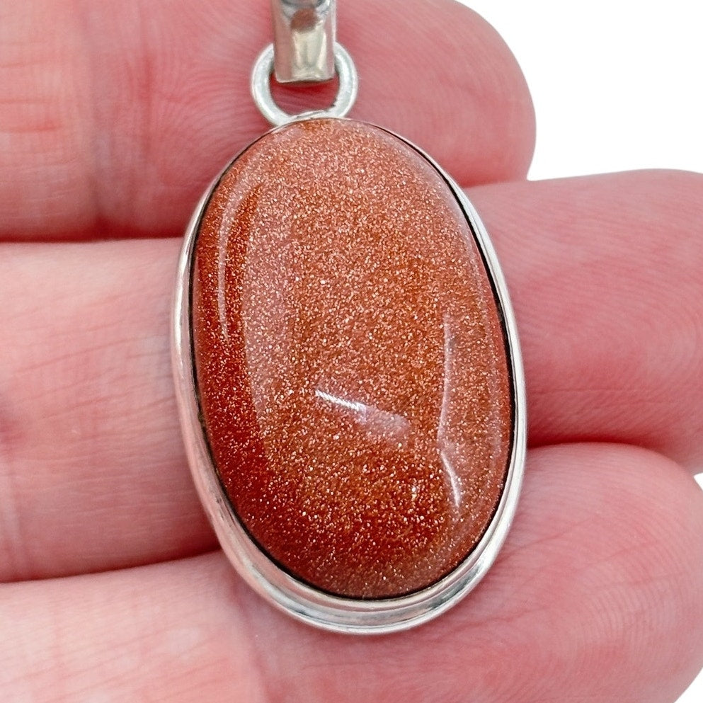 Vintage Sterling Silver 925 Sunstone Pendant