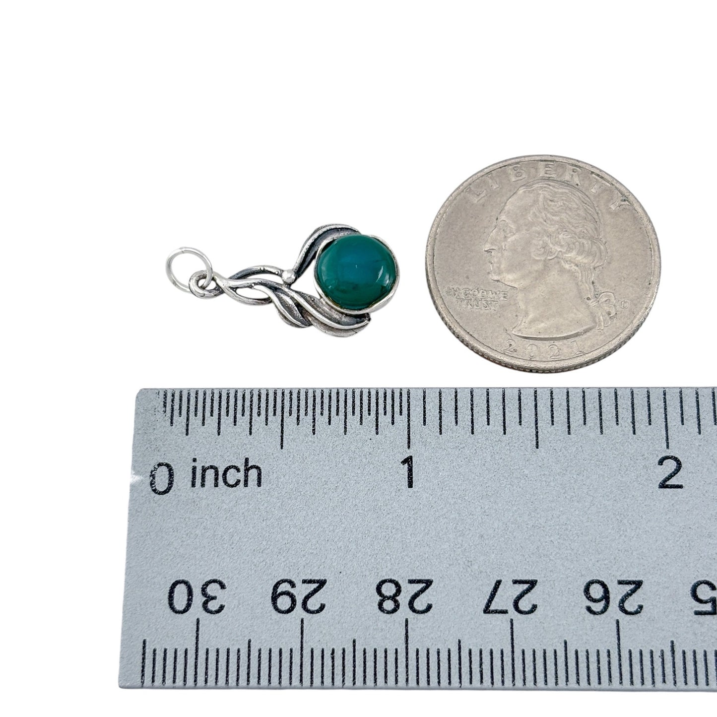 Vintage Sterling Silver 925 Green Onyx Pendant