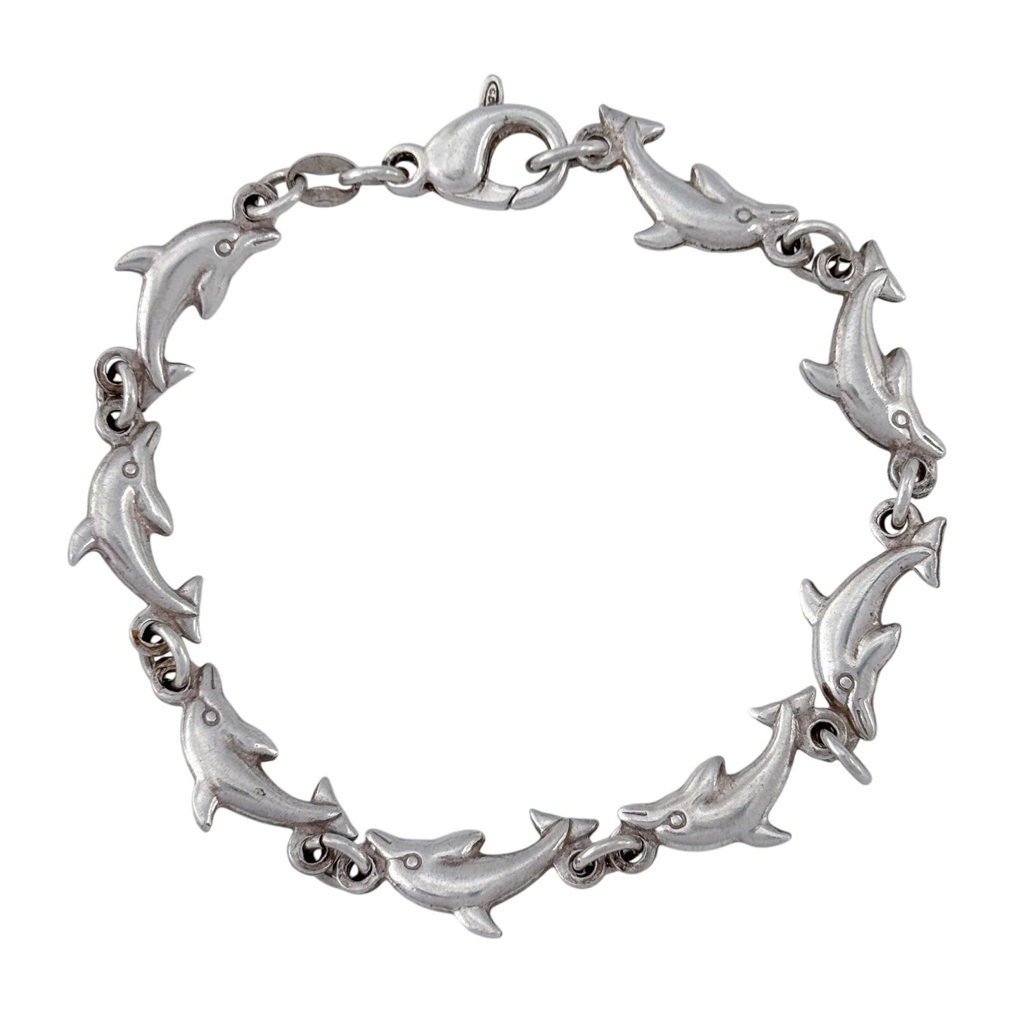 Vintage Sterling Silver 925 Dolphin Bracelet 7"