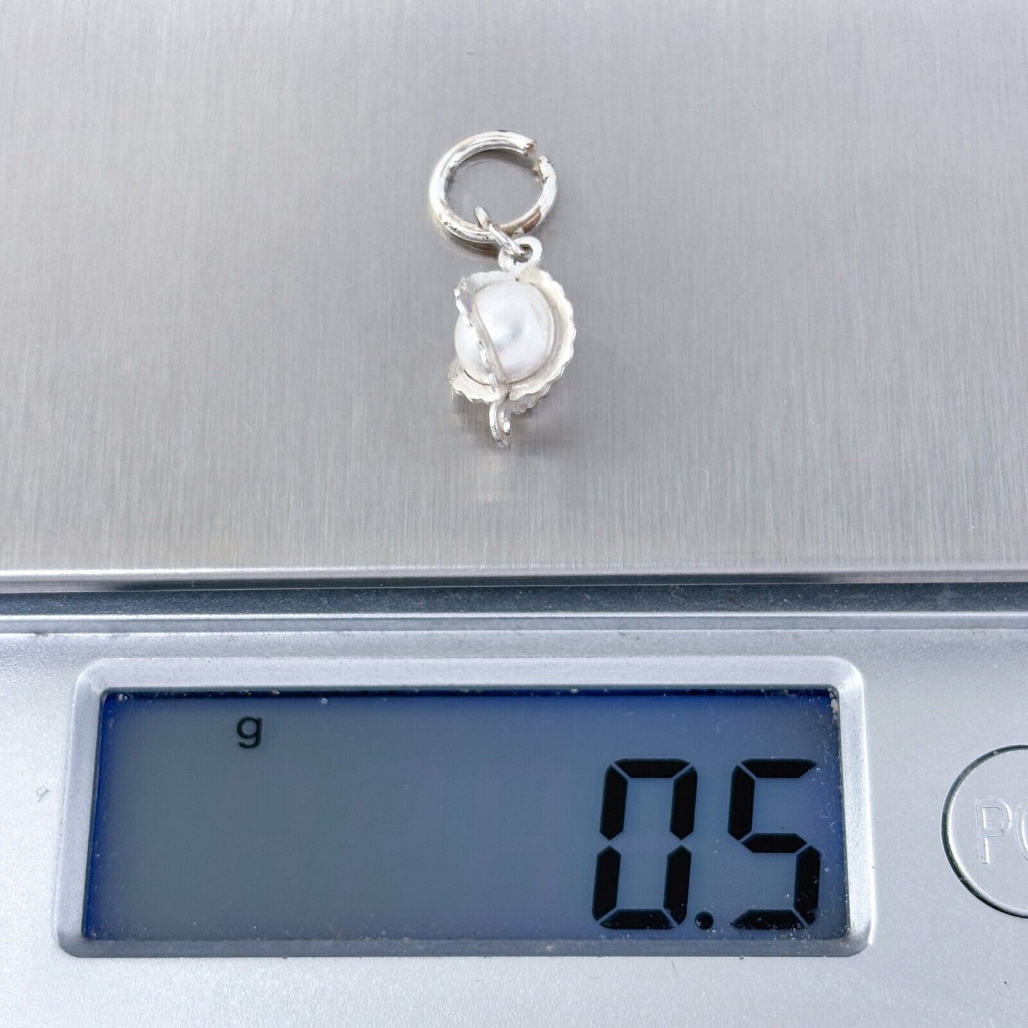 Vintage Silver-Plated White Imitation Pearl Charm Pendant