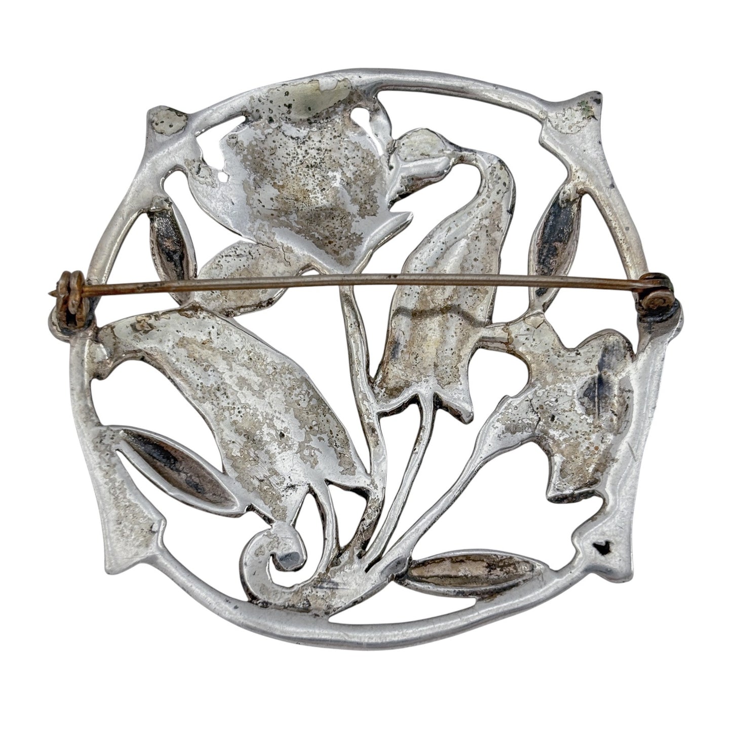 Vintage Sterling Silver 925 Art Nouveau Style Flower Brooch