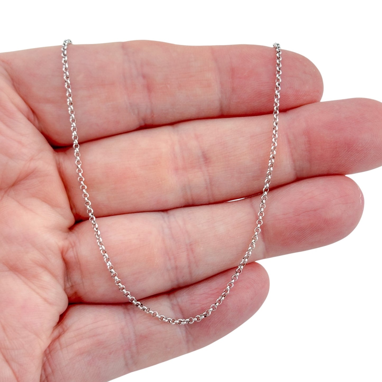 Vintage Sterling Silver 925 Rolo Link Chain Necklace 16"-18"