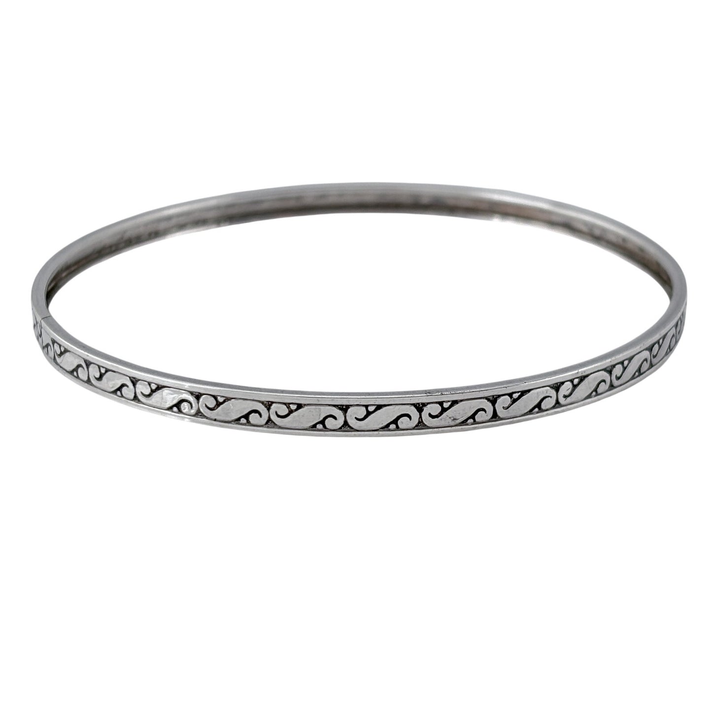 Vintage Sterling Silver 925 Scroll Bangle Bracelet 8"