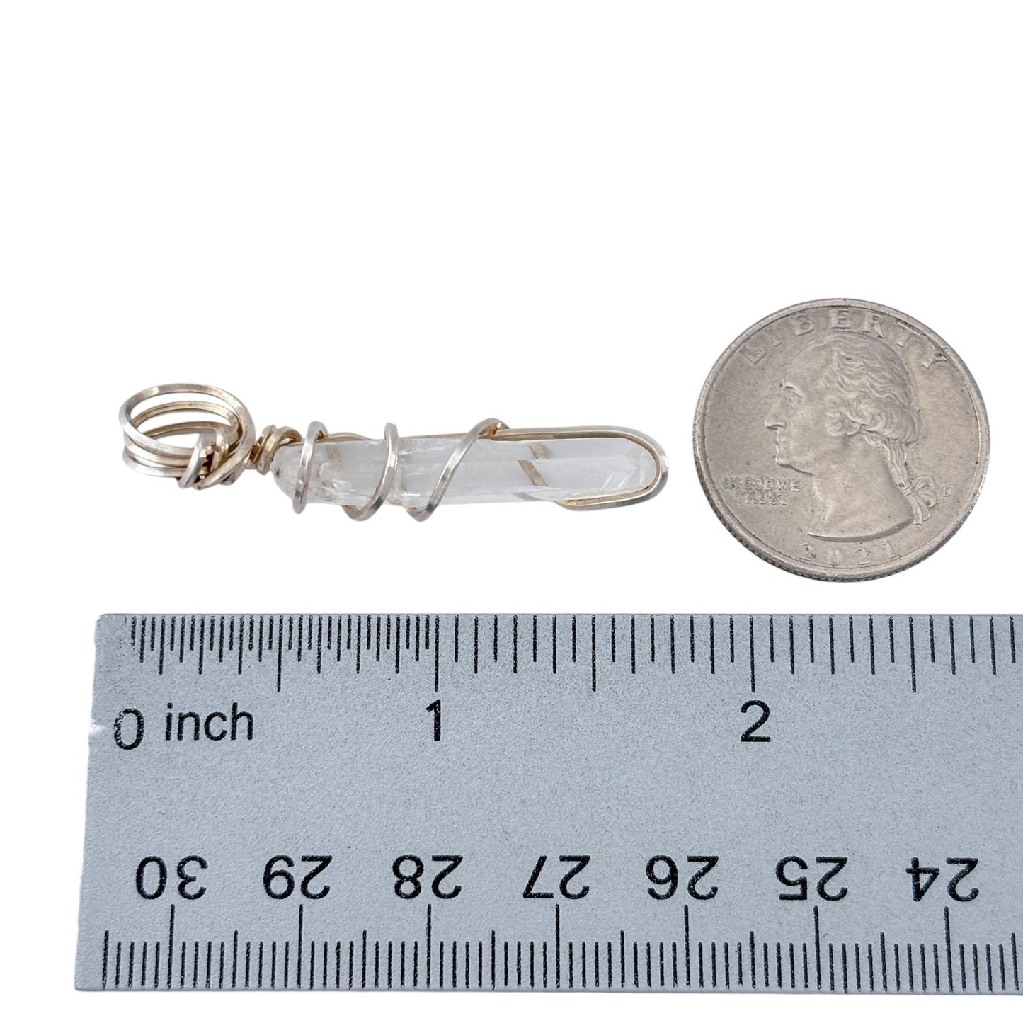 Vintage Sterling Silver 925 Wire Quartz Crystal Pendant
