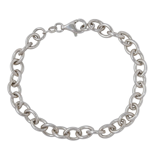 Vintage Sterling Silver 925 Chain Charm Bracelet 7.5"