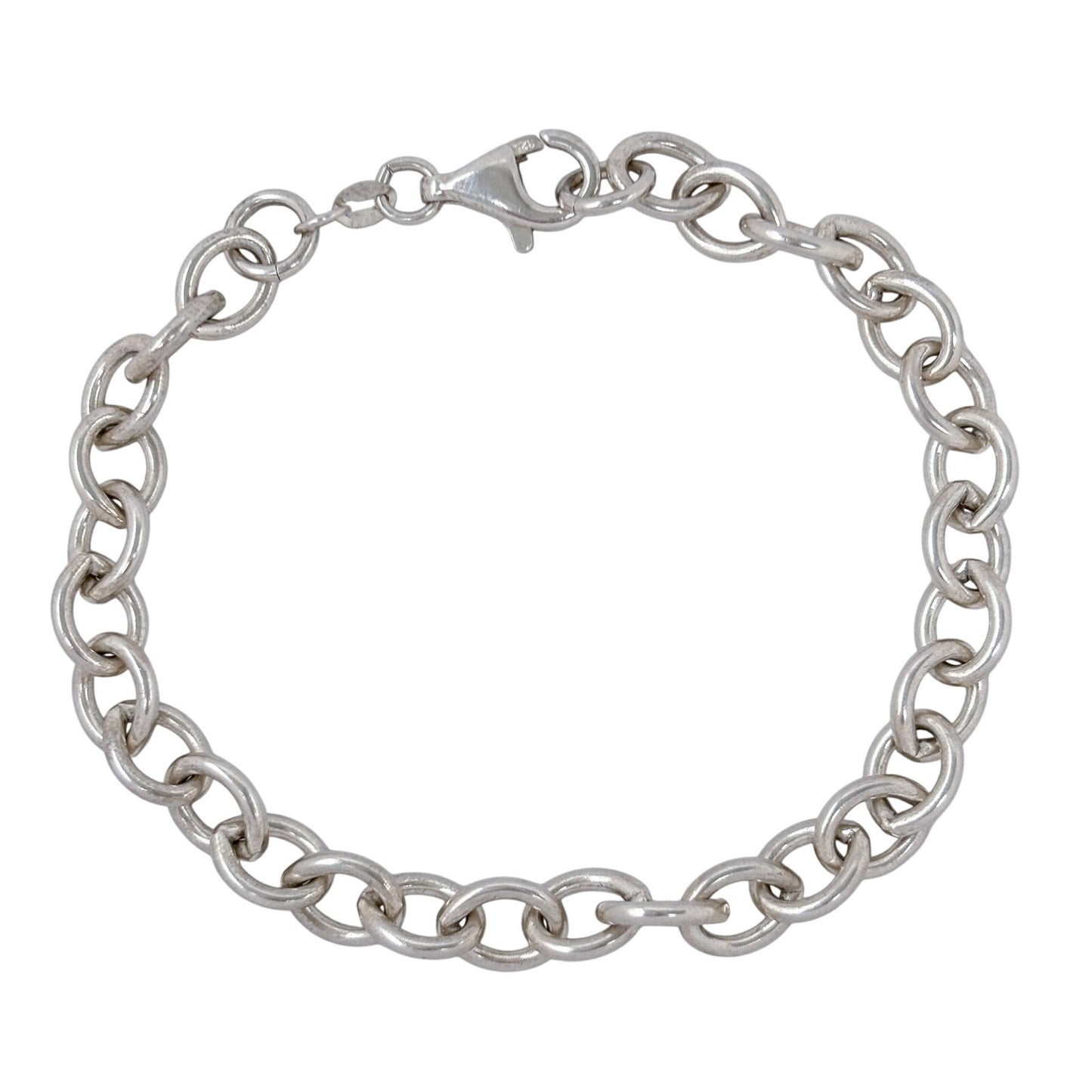 Vintage Sterling Silver 925 Chain Charm Bracelet 7.5"