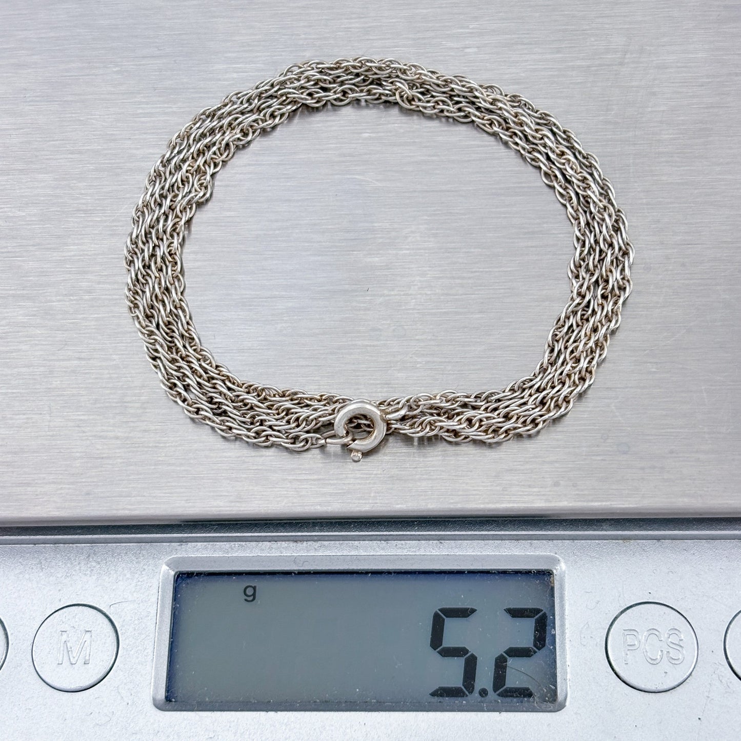 Vintage Sterling Silver 925 Rope Link Chain Necklace 25.5"