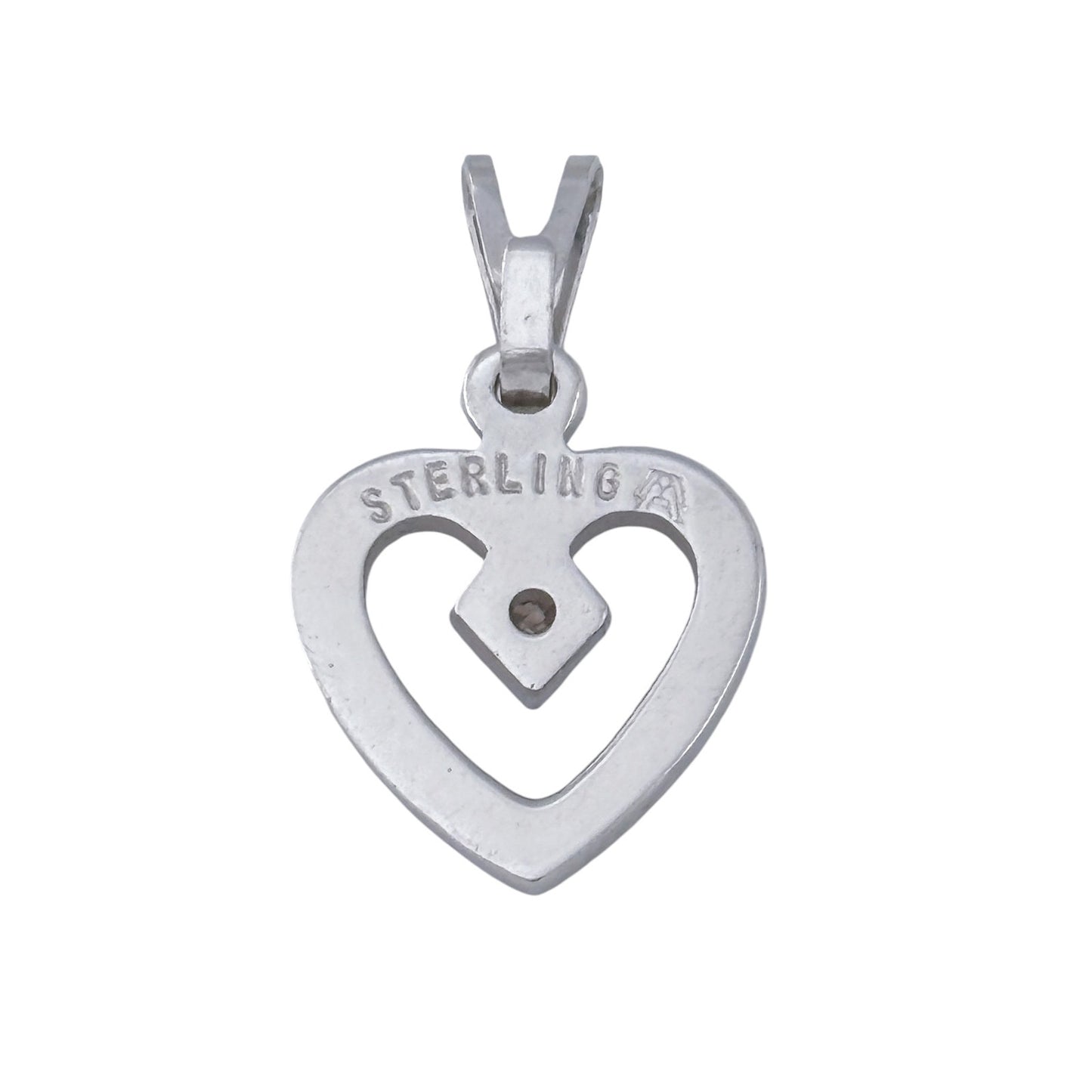 Vintage Sterling Silver 925 Diamond Heart Pendant