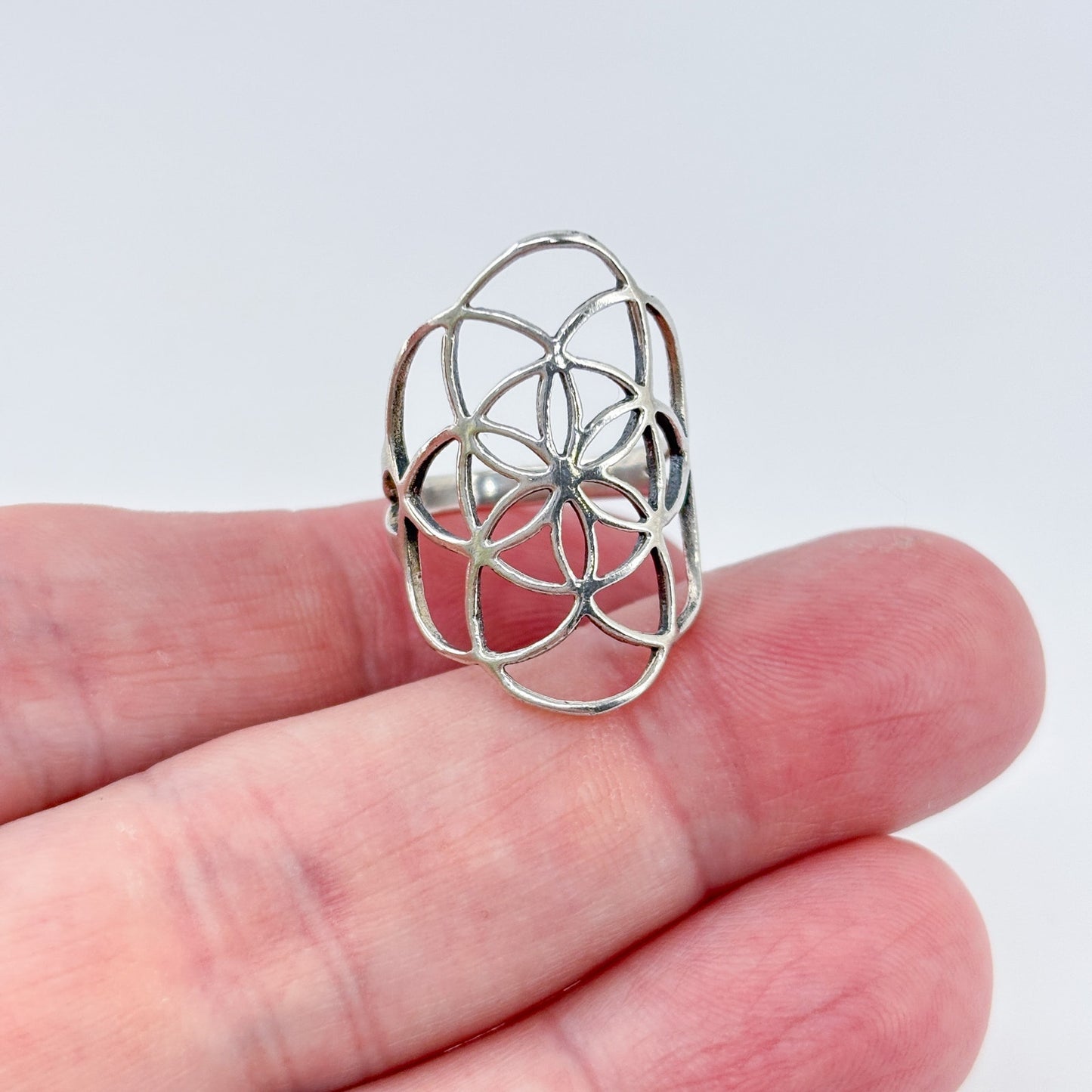Vintage Sterling Silver 925 Mandala Flower Ring Size 7