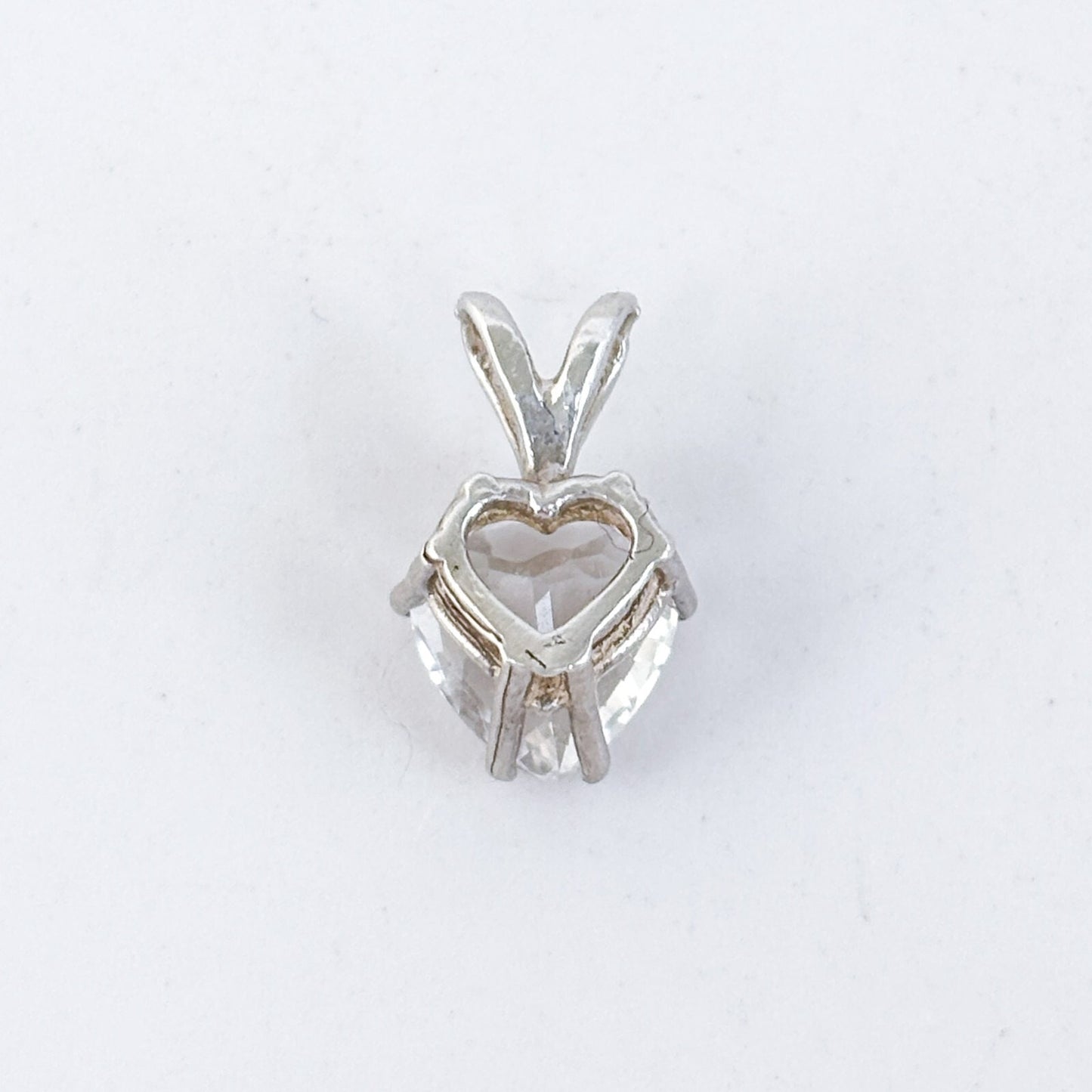 Vintage Sterling Silver 925 Heart Cut White Topaz Pendant