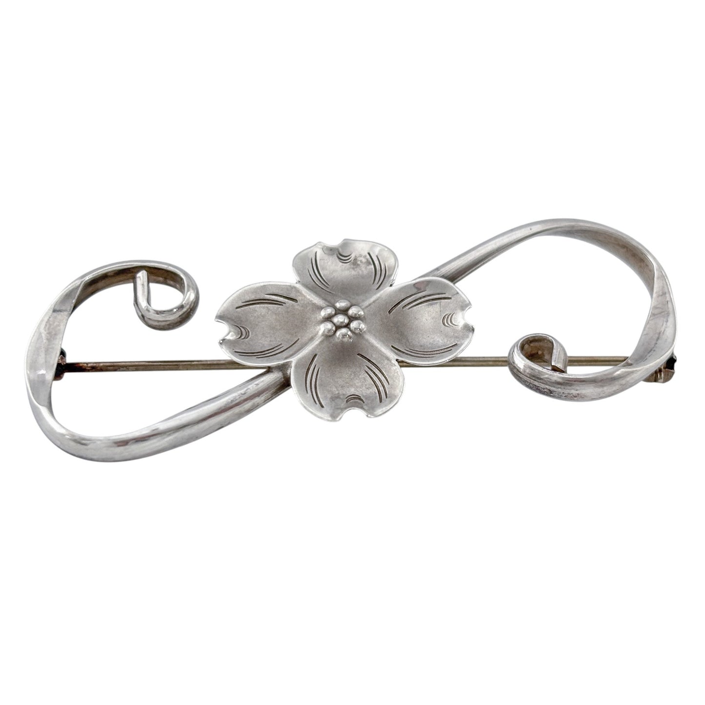Vintage NYE Sterling Silver 925 Dogwood Flower Brooch