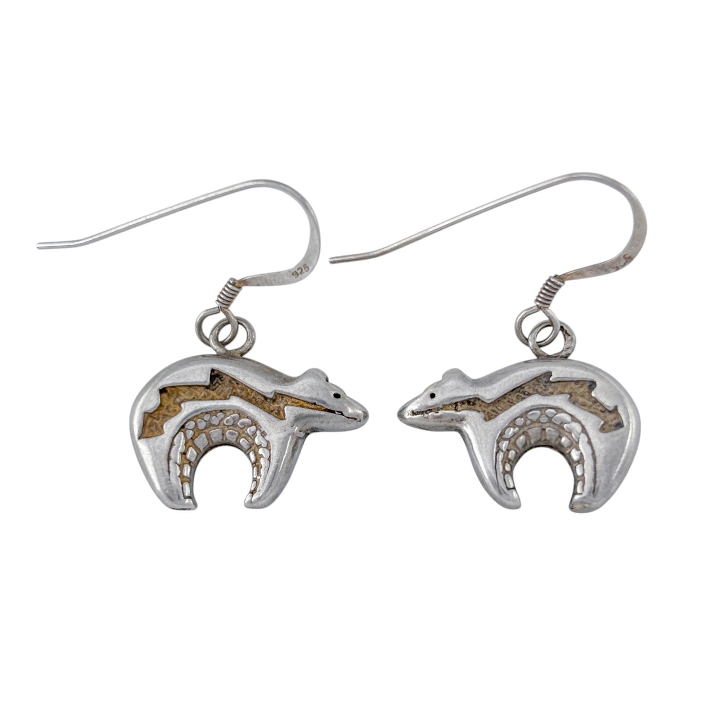 Vintage Sterling Silver 925 Bear Fetish Dangle Earrings