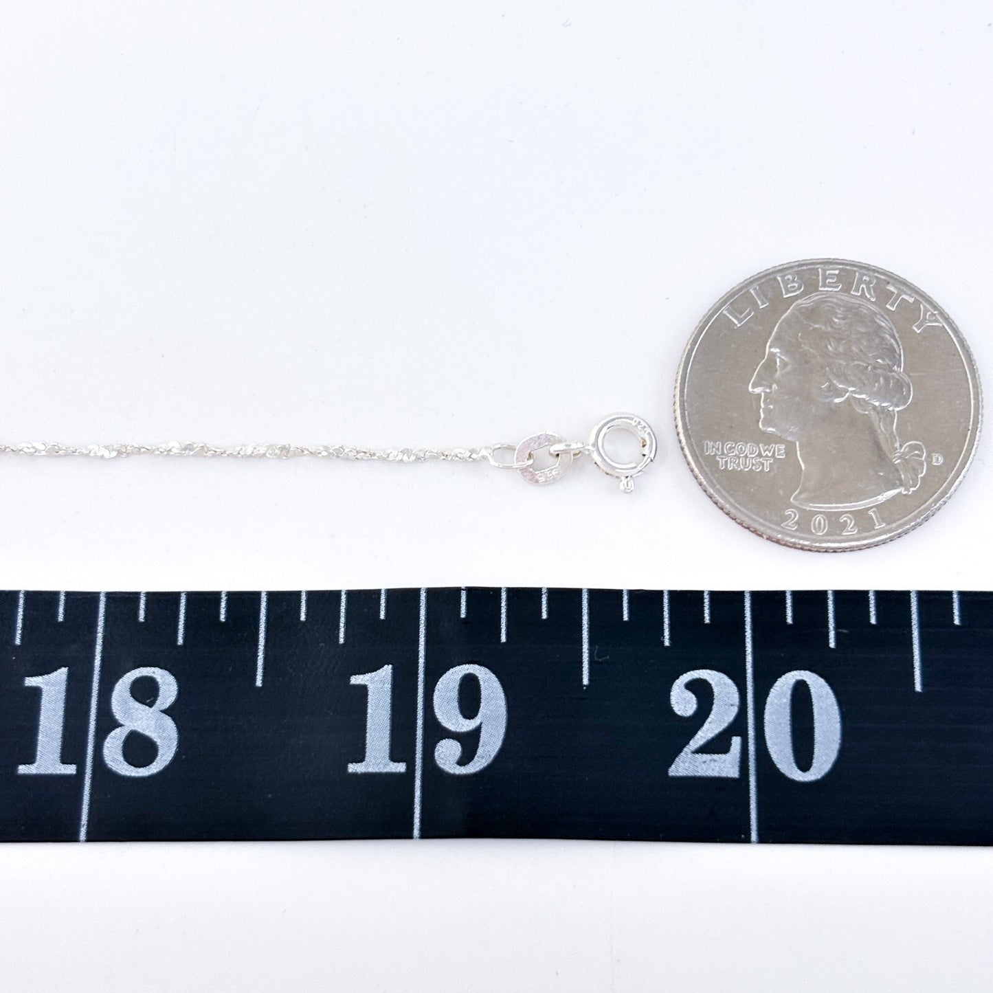 Vintage Sterling Silver 925 1.2mm Serpentine Link Necklace 29.5"