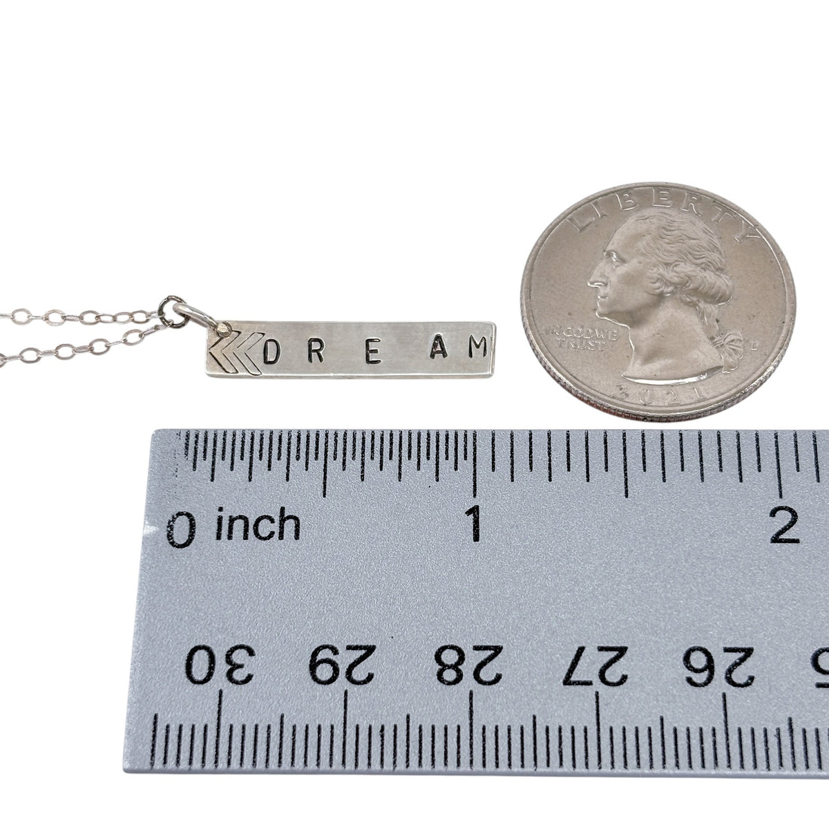 Silver Plated "Dream" Bar Pendant Necklace 19.5"