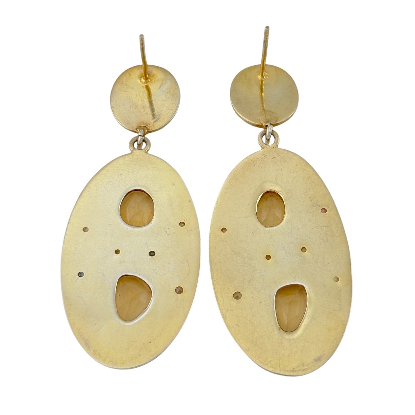 Vintage Gold-Tone Sterling Silver 925 Citrine Sapphire Earrings