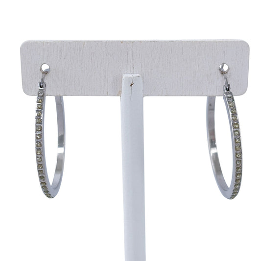 Vintage Sterling Silver 925 Diamond and Resin Hoop Earrings