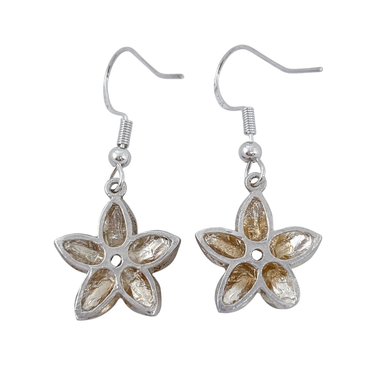 Estate Sterling Silver 925 Flower Cubic Zirconia Earrings