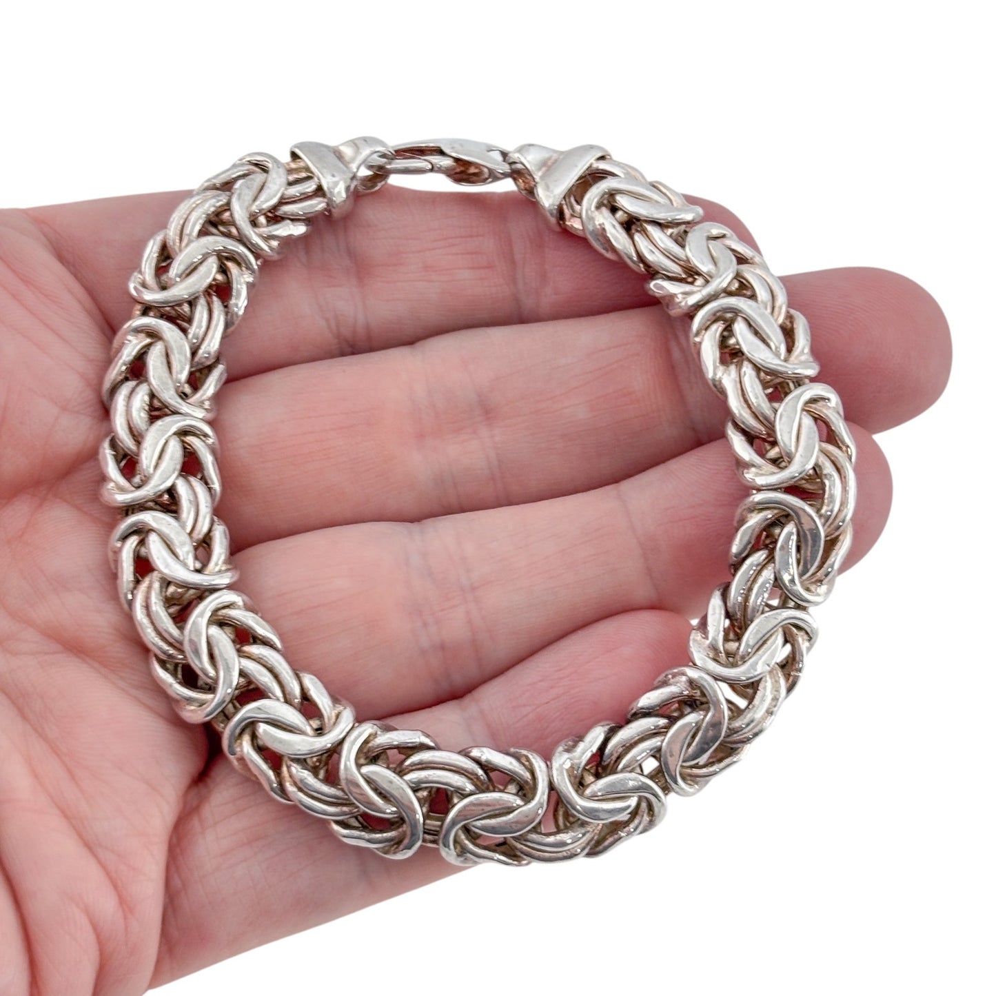 Vintage Sterling Silver 925 Byzantine Link Bracelet 9"