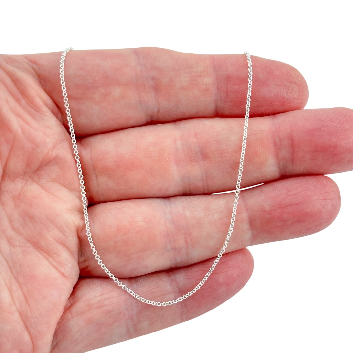 Vintage Sterling Silver 925 Round Link Chain Necklace 18"