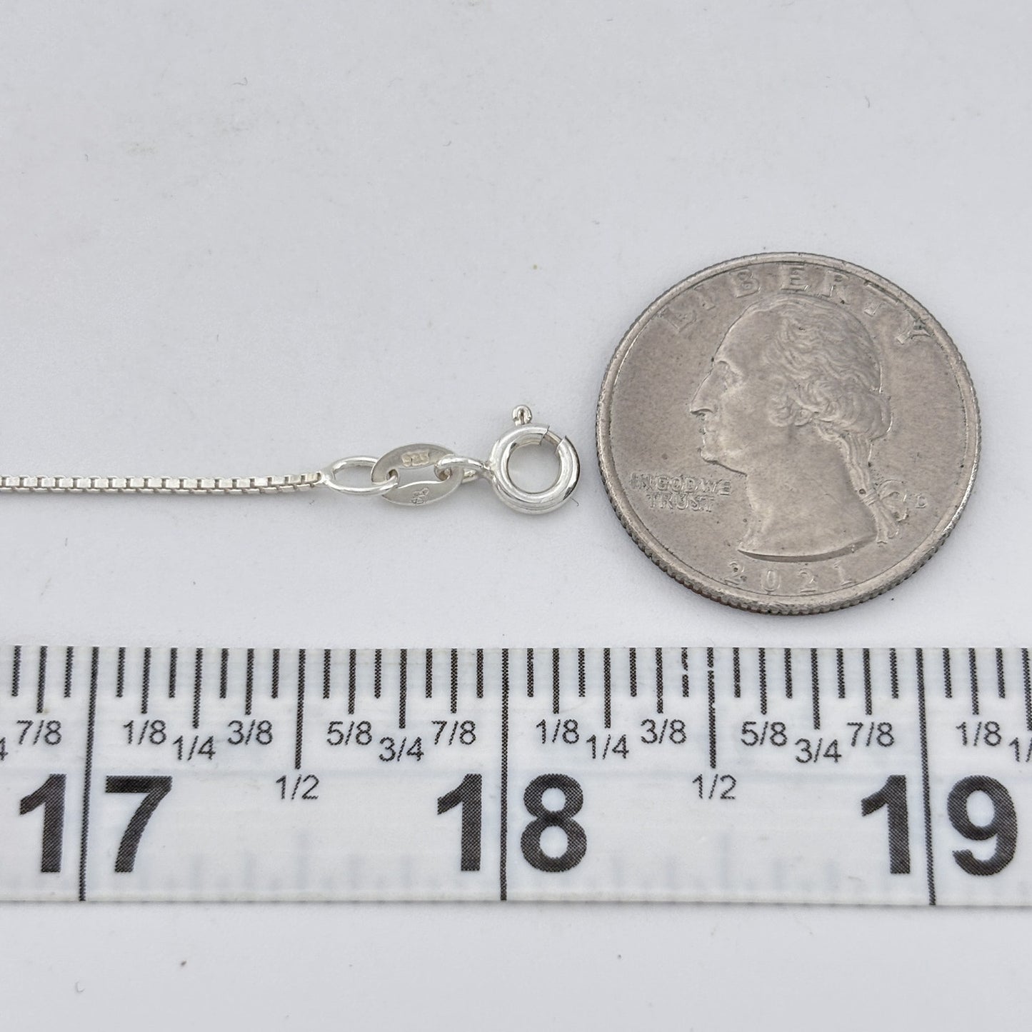 Vintage Sterling Silver 925 Box Link Chain Necklace 18"