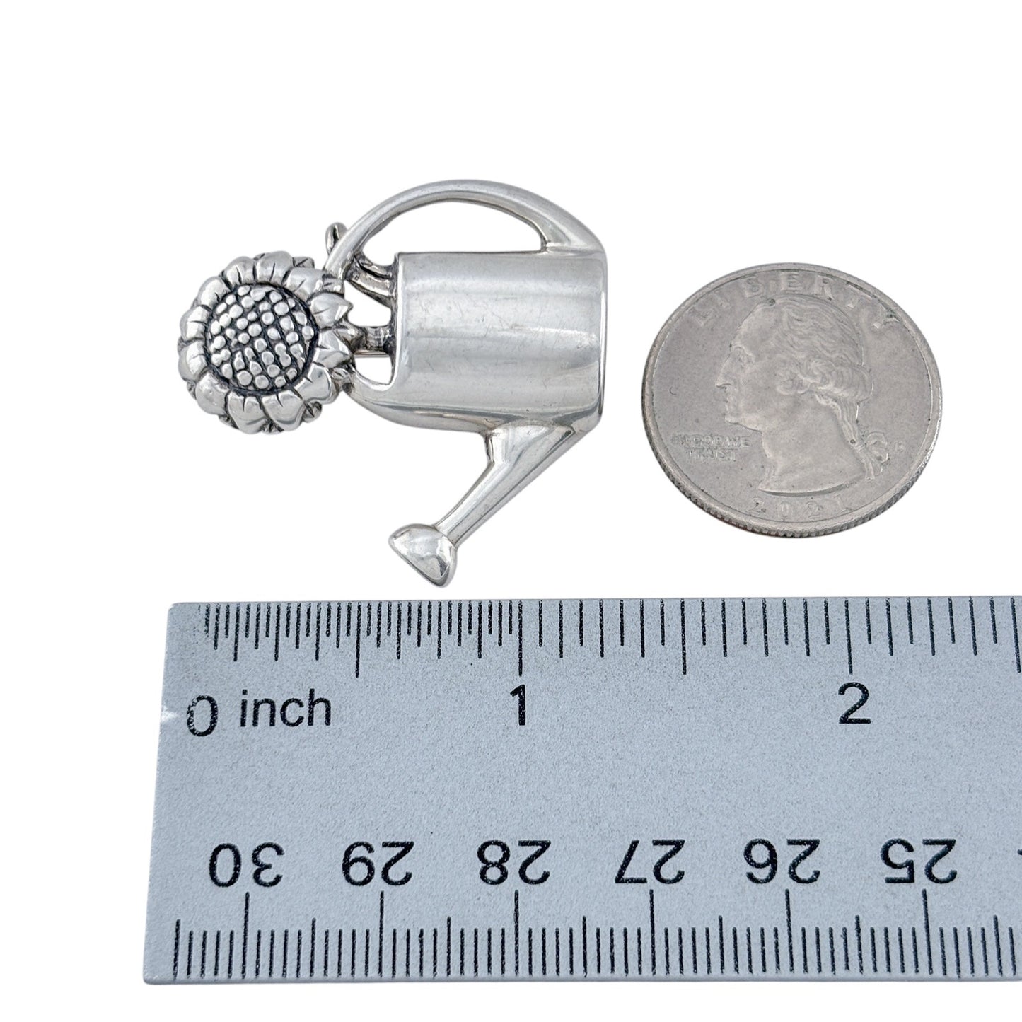 Vintage Sterling Silver 925 Watering Can Sunflower Brooch